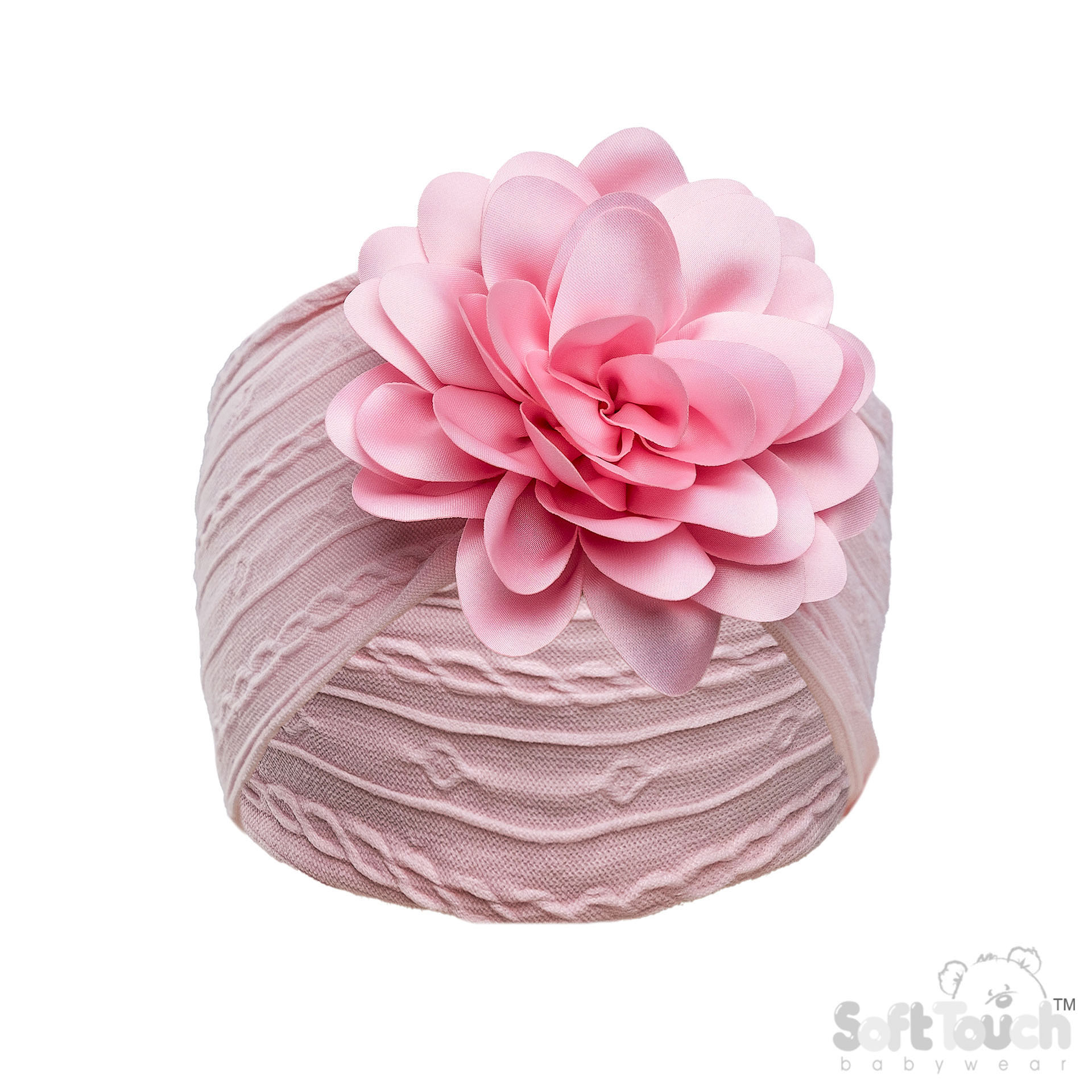 Pink Cable Headband w/Large Flower : HB122-P