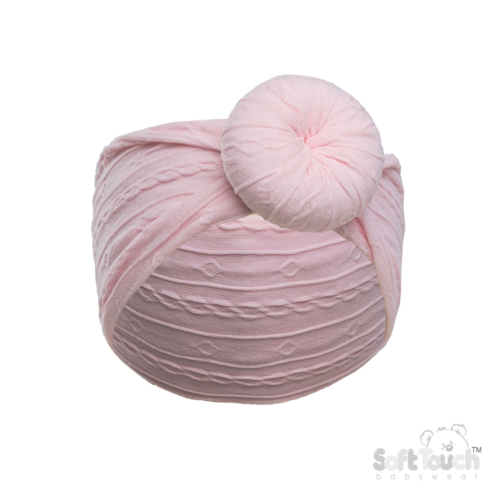 Pink Cable Headband w/Turban Knot : HB124-P