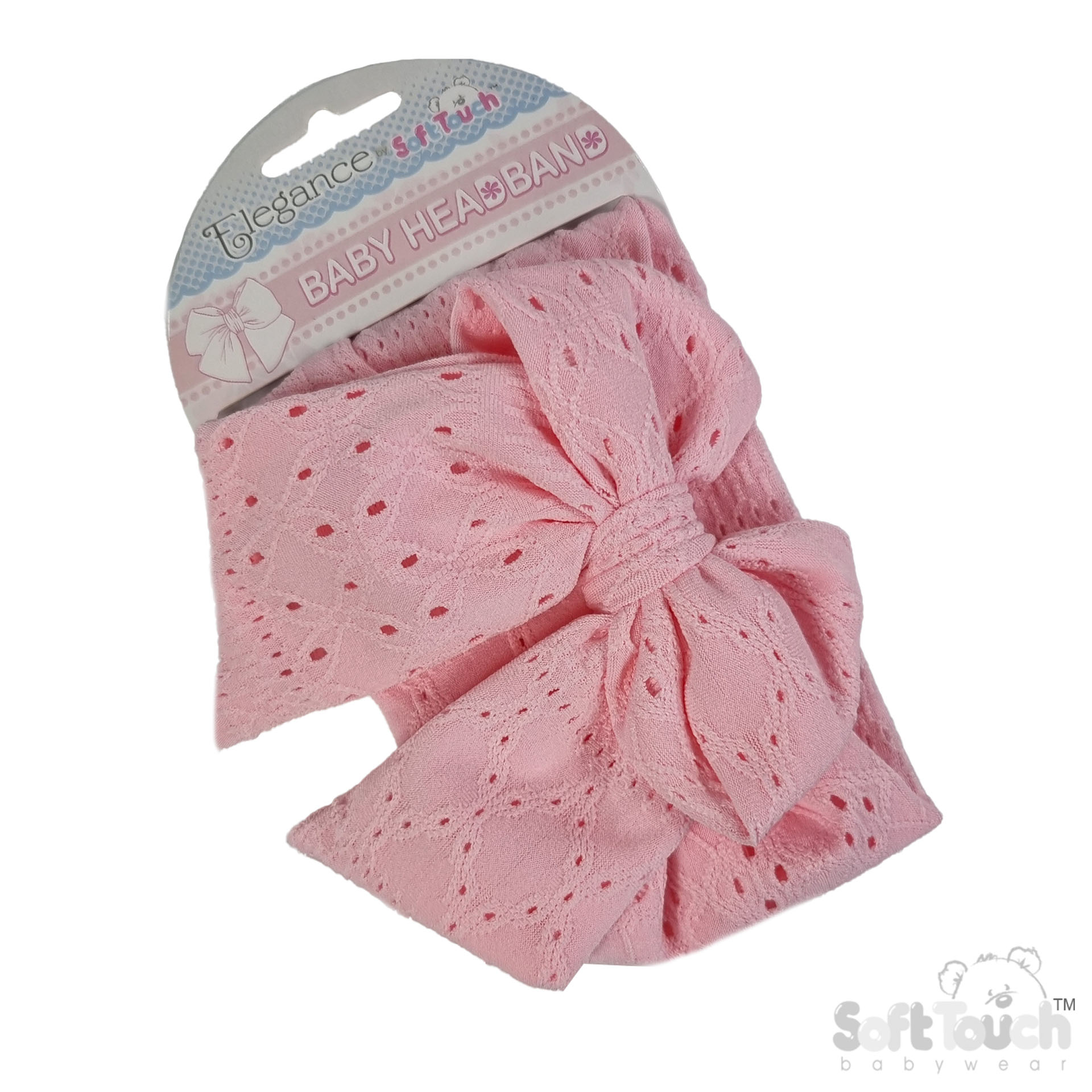 Pink Cable Headband w/Large Bow : HB118-P
