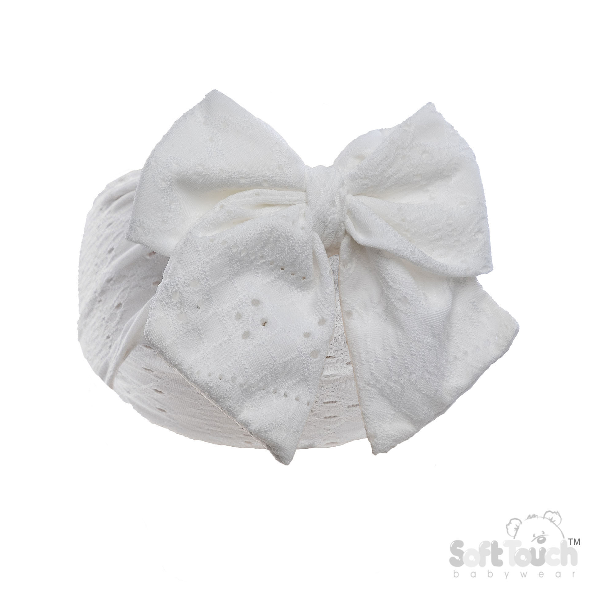 White Cable Headband w/Large Bow : HB118-W