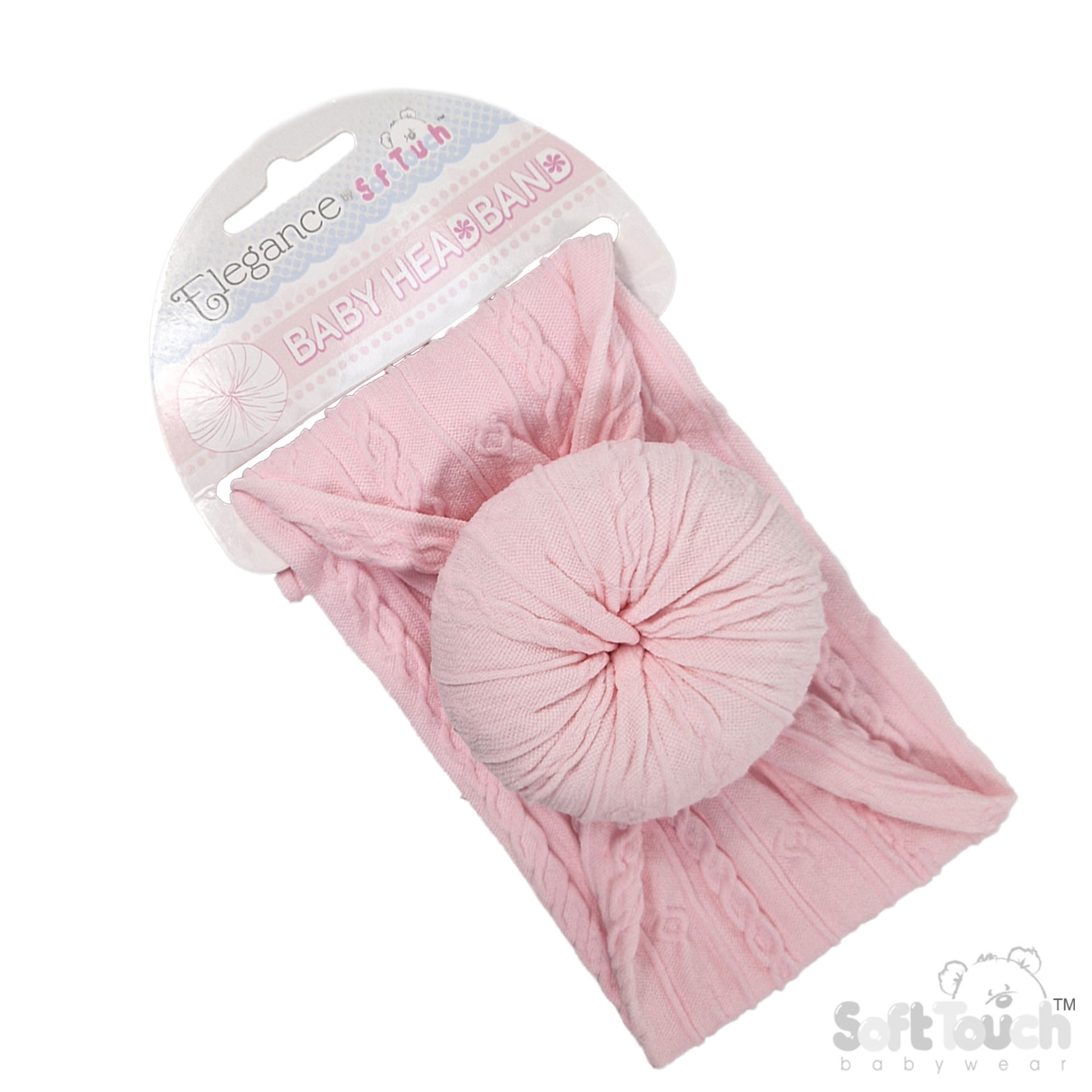 Pink Cable Headband w/Turban Knot : HB124-P