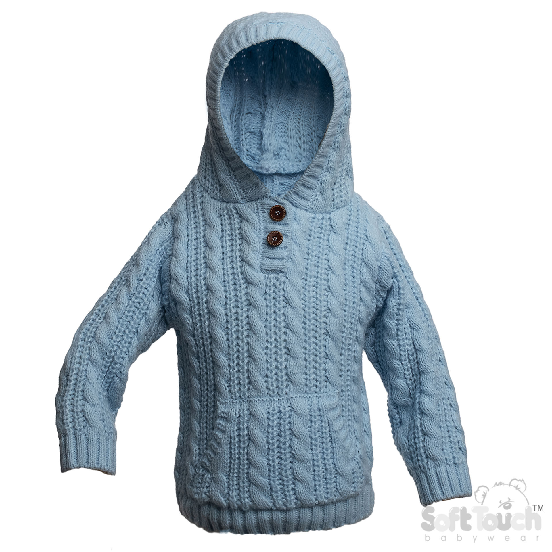 Blue Cable Knit Hoodie with Pocket : HD16-B