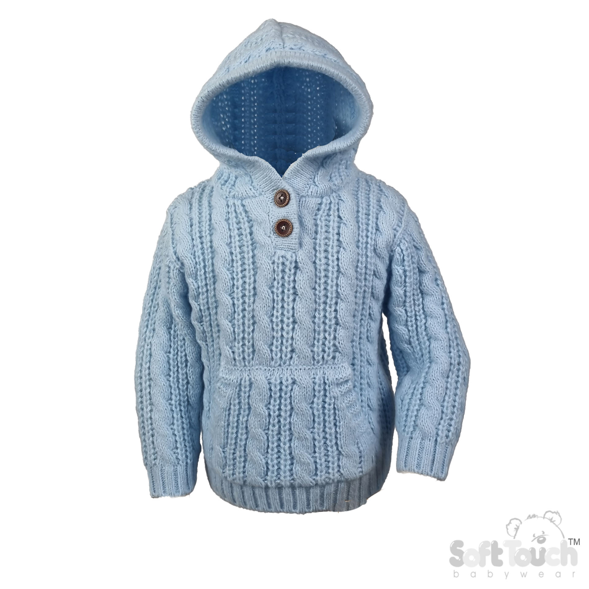 Blue Cable Knit Hoodie with Pocket : HD16-B