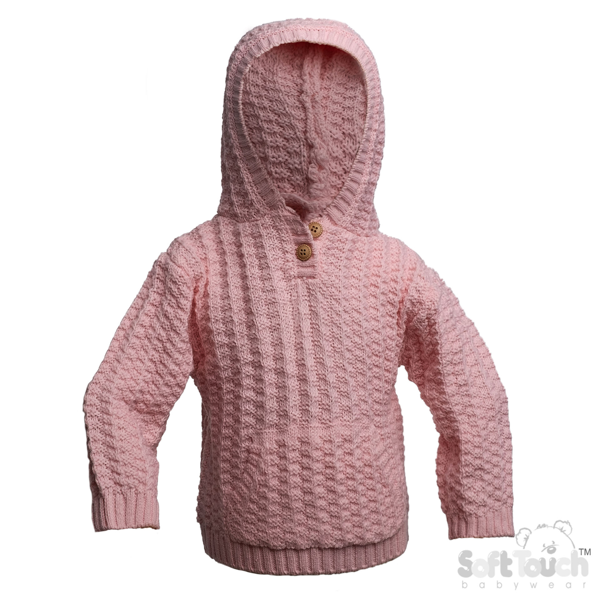 Pink Cable Knit Hoodie with Pocket : HD18-P