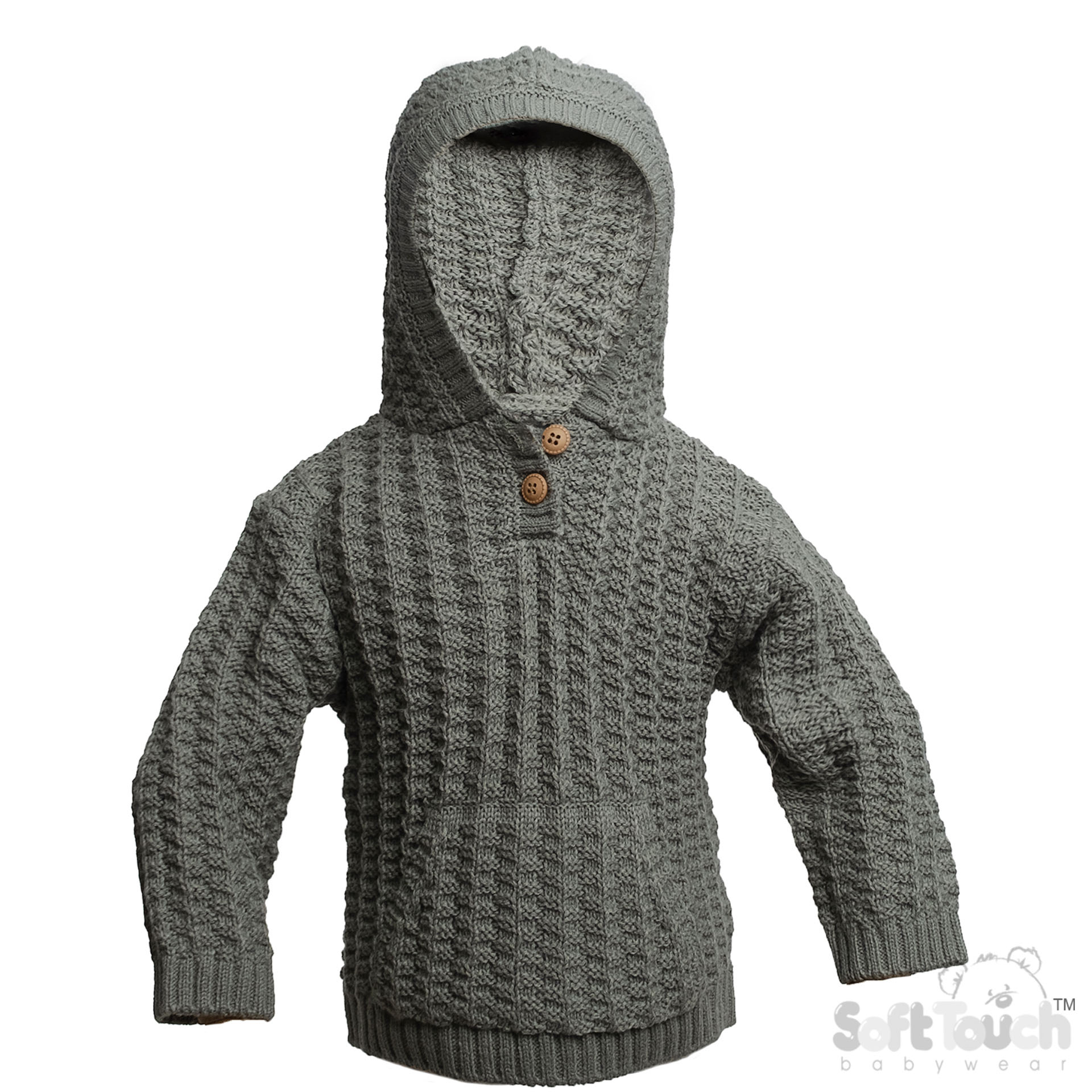 Sage Green Cable Knit Hoodie with Pocket : HD18-SG
